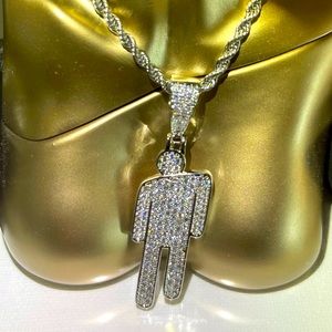 New LARGE Billie Eilish Style 2 inch Jeweled Blohsh Necklace And  24 Inch Chain